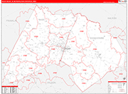 Rocky Mount Metro Area Wall Map Red Line Style
